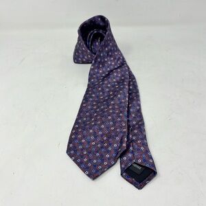 BURMA BIBAS Men’s Red Blue Floral 100% Silk Neck Tie Dis. No 125 Made In Italy